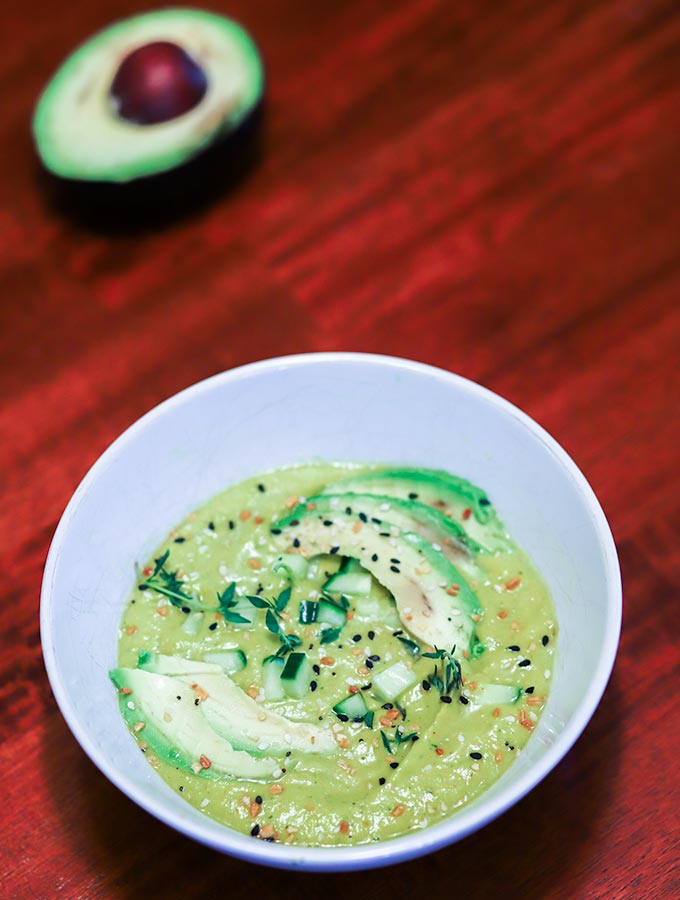 Creamy Raw Keto Avocado Zucchini Chilled Soup