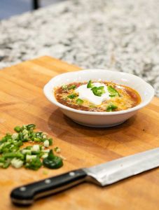 Bowl of Triple Meat Keto Carnivore Chili with Jalapenos