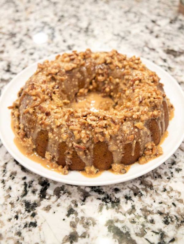 Pumpkin Spice Rum Cake With Pecan Cream Cheese Glaze, Keto Recipe